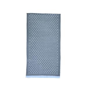 Шерстяной вязаный шарф унисекс светло-голубой/светло-серый GUCCI