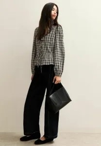 Блузка в клетку с завязками спереди и пуговицами New Look, Black Pattern