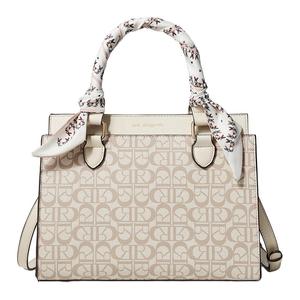 RED DRAGONFLY Кожаная монограмма Сумка через плечо Средний размер Женская Экрю, Ecru