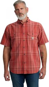 Carhartt мужская 106746 свободного кроя среднего веса короткий рукав клетчатая рубашка, Crimson Moss