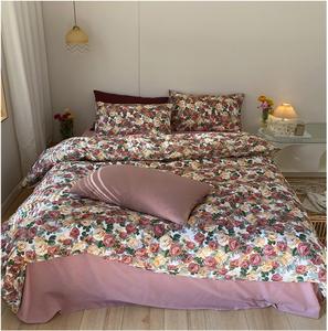 YUSIWOAL Комплект постельного белья хлопковый с цветочным принтом