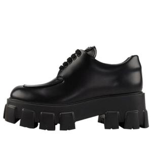 Кроссовки monolith brushed leather lace-up shoes 'black' Prada, черный