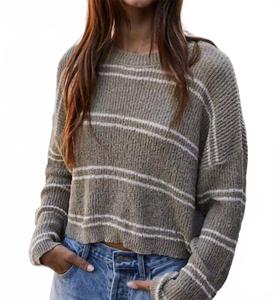 Вязаный топ из полиэстера с длинными рукавами и двойной полоской в цвете обожженная олива и крем By Together, оливково-сливочный