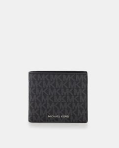 Мужской кожаный кошелек Greyson с логотипом и карманом для монет Michael Kors, черный