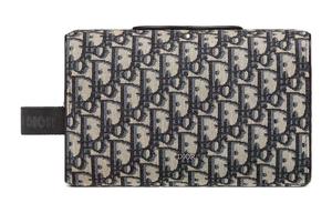 DIOR Сумка для макияжа, клатч, косметичка из жаккардовой ткани с принтом Lingot, мужская, бежево-черная