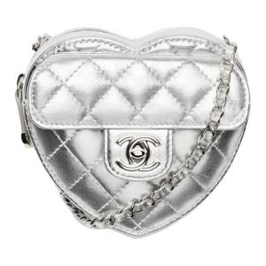 CHANEL Серебряная женская мини-сумка из овчины через плечо