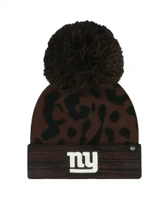 Женская коричневая вязаная шапка New York Giants Cacao с манжетой и помпоном '47 Brand