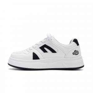 HUANQIU Синтетические кожаные лоу-топ скейтборд-кроссовки для женщин, увеличивающие рост, легкие, бело-черные