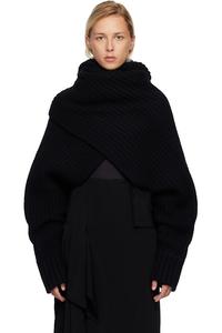 Вязаный шерстяной пуловер с высоким воротником Sacai, черный