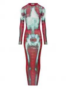 Длинное сетчатое платье Squeletor Jean Paul Gaultier, красный