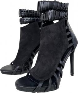 Женские ботильоны-туфли на высоком каблуке Frankie Hsu Ladies Girl Gothic Stiletto, черная замша с ремешком на щиколотке, с мягкой подошвой, дизайнерский стиль, большие размеры US4-19, унисекс для женщин и мужчин