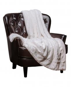 Плед премиум-класса из искусственного меха волка - мягкий, пушистый плед из шерпы и минки - для кровати или дивана - 60 x 70 дюймов - шоколадный цвет Chanasya, White