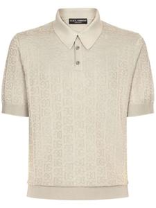 Dolce & Gabbana жаккардовая рубашка поло с монограммой, нейтральный цвет