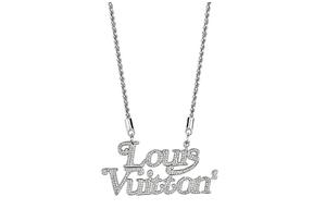 Ниго квадратный стразовый кулон X LOUIS VUITTON, серебро