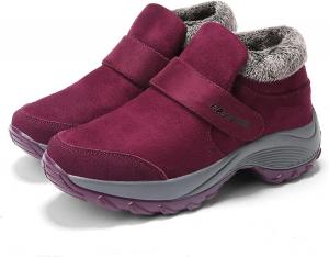 Женские зимние уличные сапоги Huixing Art с плюшевой подкладкой, теплые, водонепроницаемые, с толстой подошвой, утолщенные, с мягкой подошвой, хлопковые, Red