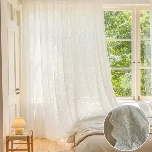 Штора для двери с бусинами, карманом на штанге, кружевная занавеска, полупрозрачный цветочный узор, подходит для магазина, ресторана, гостиной, спальни, 140x250 см easy home