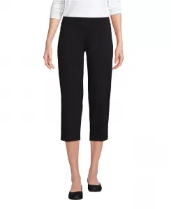 Женские укороченные брюки Petite Starfish с завышенной талией на резинке Lands' End, черный