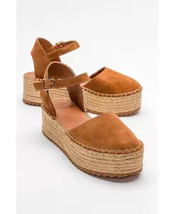 Кожаные сандалии-эспадрильи Viba Esprarille на платформе с клином Forever & Always Shoes, коричневый