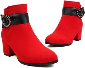 Модные женские ботильоны на высоком каблуке с платформой, острым носком, застежкой на молнию, подошвой с протектором, двойной эластичной вставкой, в ретро-стиле, для платья, улицы, прогулок, свадеб и вечеринок Ulalaza, S5-Red