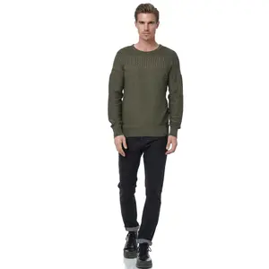 Вязаный свитер Rusty Neal со сложным узором спицами, хаки