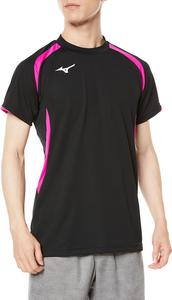 Волейбольная футболка Mizuno V2MA2113, игровая футболка, с коротким рукавом, влагоотводящая, быстросохнущая, доступна в детском варианте, черный/пурпурный