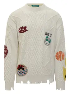 Свитер с аппликацией и эффектом потертостей Barrow, нейтральный