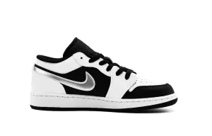 Jordan Air 1 Black Silver Shadow Abrasion Resistant Low top Vintage Basketball Shoes Unisex Silver Black