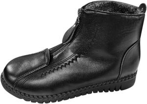 Generic Зимние ботинки до щиколотки для женщин с теплой меховой подкладкой, водонепроницаемые, хлопковые, для отдыха, противоскользящие, с молнией, бархатные женские походные ботинки (черный 6)