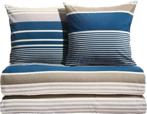 Комплект постельного белья Value Pack, 4 предмета, сине-коричнево-серый, 2 шт. 155x220 см + 2 шт. 80x80 см Erwin Müller