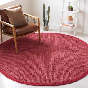 Ковер SAFAVIEH, 214 x 214 см, Natural Fiber Collection, Red, ручной работы в стиле фермерский джут, идеален для помещений с высокой проходимостью в гостиной, спальне (NF730D)
