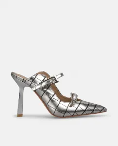 Женские туфли-лодочки без задника с двумя пряжками Alma en Pena, серебряный