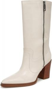 Женские сапоги Franco Sarto Jaxon средней длины с каблуком, Chalk White Leather