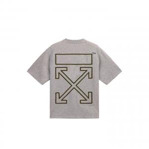 OFF-WHITE Футболка OFF WHITE Unisex Heather Gray с круглым вырезом, средней плотности