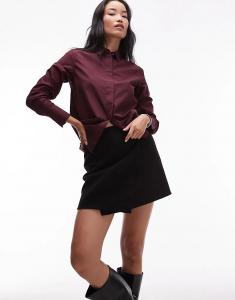 Мини-юбка-халат ARKET из шерсти с ворсом, черного цвета