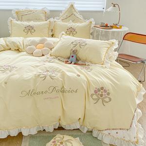 FUANNA Простыня 180x230 см, 1,8 кг, хлопок, светлый желтый Rose Love