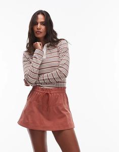 Мини-юбка Topshop с эластичной талией цвета ржавчины