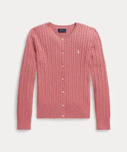 (Девочки 7-16 лет) Мини-кардиган из хлопка с косами Polo Ralph Lauren, цвет 650 Pink