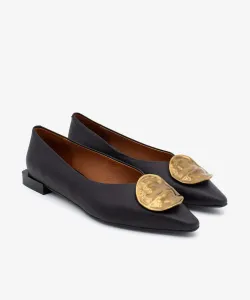 Женские балетки из мягкой кожи с золотой фурнитурой Ángel Alarcón