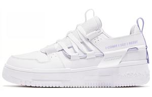 Низкие женские скейтерские кроссовки бело-фиолетовые QIAODAN