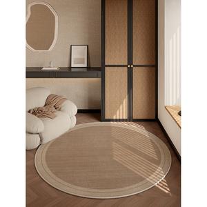 Budis Ковер круглый 160 см для спальни/гостиной в стиле Wabi-Sabi, светлый, моющийся, имитация сизаля, на деревянных колесиках