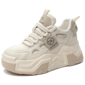 Устойчивые к истиранию, дышащие, легкие, увеличивающие рост низкие кроссовки на массивной подошве для женщин Roubini, Beige