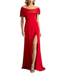 Двухцветное платье Dalton с открытыми плечами Tadashi Shoji, Red