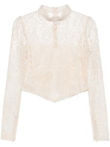 TWINSET укороченный топ из кружева макраме, нейтральный цвет