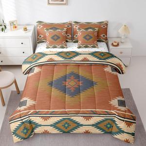 Erosebridal Комплект постельного белья Southwestern Aztec в этническом стиле с узором из стрел, включает все элементы для спальни, Brown Indigo Green
