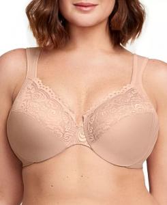 Женский бюстгальтер Wonderwire Back Close Bra 1240 для полных женщин больших размеров Glamorise, коричневый