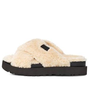 Тапочки fuzz sugar cross slide 'natural black' Ugg, бежевый