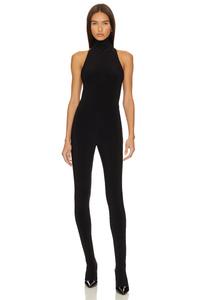 Комбинезон Norma Kamali X Revolve Halter Turtle Catsuit With Footsie, черный