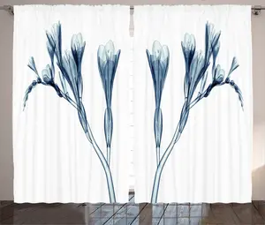 Шторы ABAKUHAUS Rustic Floral, современный цветочный дизайн, универсальные ленточные шторы для гостиной с петлями и крючками, 280 x 245 см, цвет: бирюзовый Abakuhaus