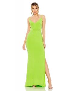 Платье с V-образным вырезом, украшенное стразами Mac Duggal, цвет apple green