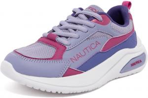 Кроссовки Nautica для девочек - спортивная обувь для бега и ходьбы с амортизирующей стелькой, легким верхом из сетки и прочной подошвой для повседневного ношения - Madax (для старших и младших детей), Periwinkle Berry